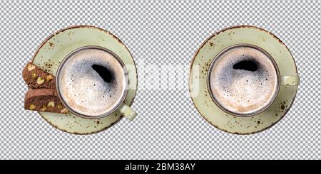 Vista superiore della tazza da caffè isolata con TRACCIATO DI RITAGLIO, rendering 3d Foto Stock