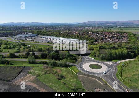 Vista aerea del drone di Glasgow North Retail Park Robroyston Foto Stock