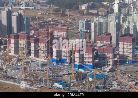 Costruzione di edifici di appartamenti a Seoul Foto Stock