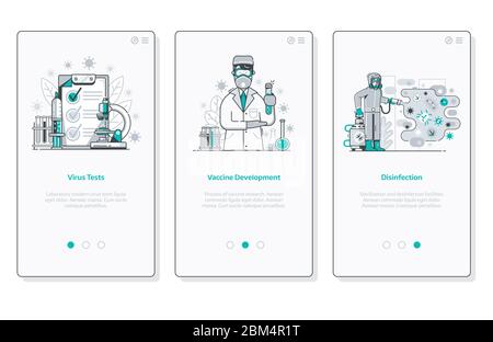 Schermate dell'interfaccia utente World Virus Pandemic per l'applicazione medica Illustrazione Vettoriale