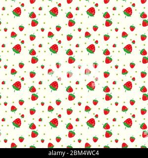 Modello senza cuciture di fragole acquerello su sfondo bianco Foto Stock