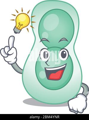 Mascot personaggio design di serratia marcescens con ha un'idea intelligente gesto Illustrazione Vettoriale