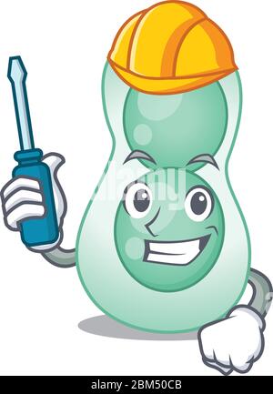 personaggio cartoon di serratia marcescens lavorato come un'automobile Illustrazione Vettoriale