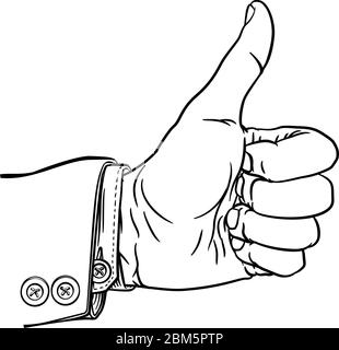 Mano Thumbs up gesto pollice le dita in pugno Illustrazione Vettoriale