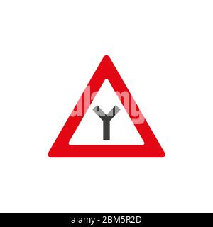 Incrocio laterale, segnaletica stradale, illustrazione vettoriale. Cartello rosso su sfondo bianco Illustrazione Vettoriale