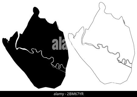 Coxs Bazar City (Repubblica popolare del Bangladesh, Divisione Dhaka) mappa vettoriale illustrazione, schizzo di ciottoli Città di Cox Bazar mappa Illustrazione Vettoriale