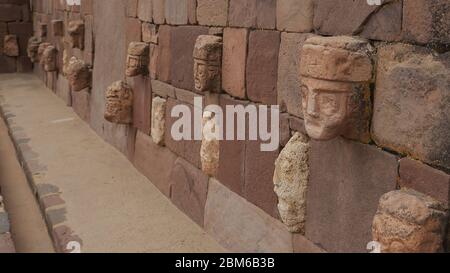 Tempio semi-sotterraneo a Tiahuanaco o Tiwanaku Foto Stock