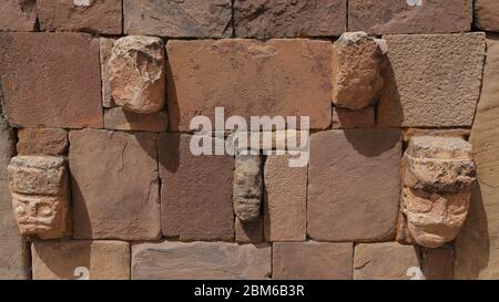 Tempio semi-sotterraneo a Tiahuanaco o Tiwanaku Foto Stock