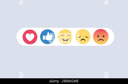 Alta qualità vettore rotondo giallo fumetto bolla emoticon commento social media Facebook chat commenti reazioni, icona template viso lacrima, sorriso, triste Illustrazione Vettoriale