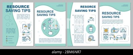 Modello di brochure per suggerimenti sul risparmio di risorse Illustrazione Vettoriale