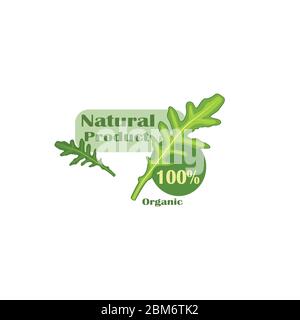 Elegante adesivo vettoriale design piatto naturale prodotto organico Illustrazione Vettoriale