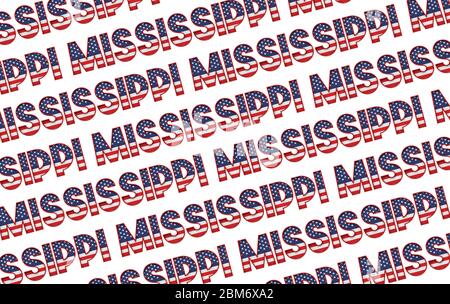 Mississippi USA state stars e strisce sfondo. Rendering 3D Foto Stock