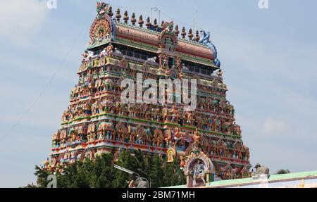 Porta Sud di Thillai Natarajah o Tempio di Chidambaram a Chidambaram, India Foto Stock