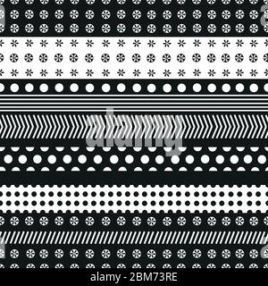 317-Gulsen-fatto di puntini con fiore bianco senza cuciture sfondo bianco e nero Illustrazione Vettoriale