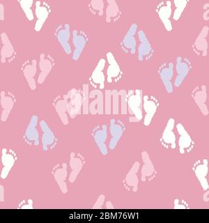 Baby foot stampa baby doccia marinai rosa sfondo modello Illustrazione Vettoriale