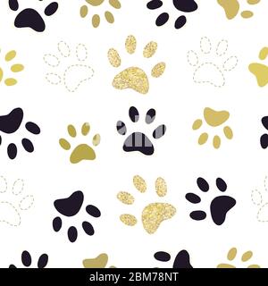 Motivo trendy di stampe in zampa color oro e nero Illustrazione Vettoriale