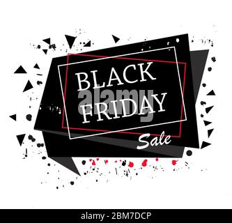 Black Friday 2017, 24 novembre. Banner astratto, modello con spruzzette nere Illustrazione Vettoriale