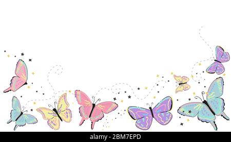 Farfalle colorate astratte primavera sfondo vettore sfondo Illustrazione Vettoriale