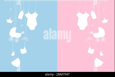 Baby neonato appeso bambino bambino bambino bambino ragazza simboli illustrazione rosa, blu vettore illustrazione Illustrazione Vettoriale