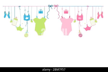 Bambino neonato appeso bambino bambino bambino bambino bambino e bambino ragazza simboli illustrazione Illustrazione Vettoriale