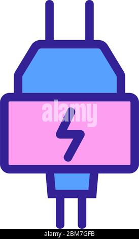 illustrazione del profilo vettoriale dell'adattatore di alimentazione con icona della spina del caricabatteria Illustrazione Vettoriale