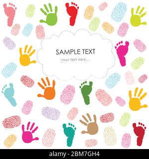 Impronta del bambino, impronte delle mani e impronte digitali biglietto  d'auguri bambini illustrazione vettoriale Immagine e Vettoriale - Alamy