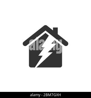 Disegno di illustrazione del modello di logo Thunderbolt, Home o House Icon. EPS vettoriale 10. Foto Stock