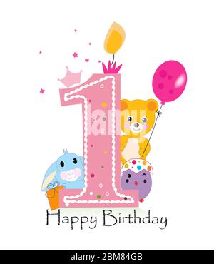 Biglietto Di Auguri Primo Compleanno Old English Co. – Fenicottero Rosa, Design Acquerello, Per Bambina O Bambino - 6