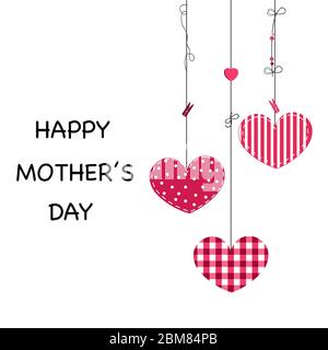 Biglietto di auguri per la giornata della mamma. Appendere carino cuore valentino vettore sfondo Illustrazione Vettoriale