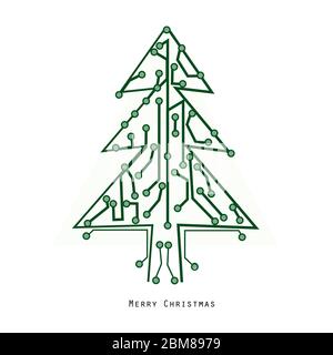 Christmass albero fatto di circuito elettronico scheda felice anno nuovo, buone vacanze Illustrazione Vettoriale