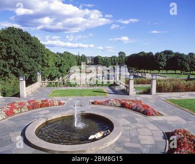 Fontane nel Parco Frogner, Bydel Frogner, Oslo, Regno di Norvegia Foto Stock