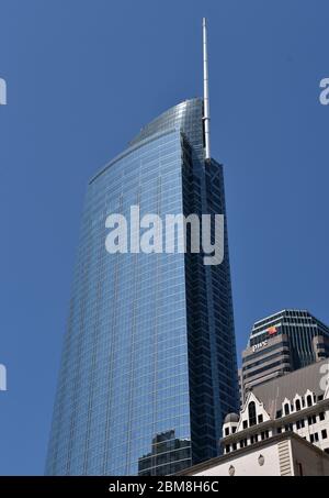 Los Angeles, CA/USA - 2 maggio 2020: Il nuovo edificio del Wilshire Grand Center è il più alto edificio di Los Angeles Foto Stock
