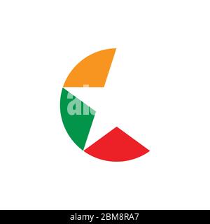 lettera c astratta stelle disegno colorato logo vettore Illustrazione Vettoriale