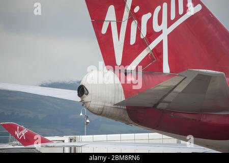 Glasgow, Regno Unito. 25 agosto 2019. Nella foto: Virgin Atlantic Boeing 747-400 reg G-VROM soprannominato Barbarella è uno dei velivoli a lunga percorrenza a grande die body della flotta di svago di Virgin. Normalmente, questo aereo copre Londra Gatwick e serve Glasgow 3 volte alla settimana. Foto Stock