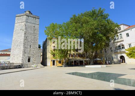 La torre del capitano in Piazza 5 Wells di Zara. Foto Stock