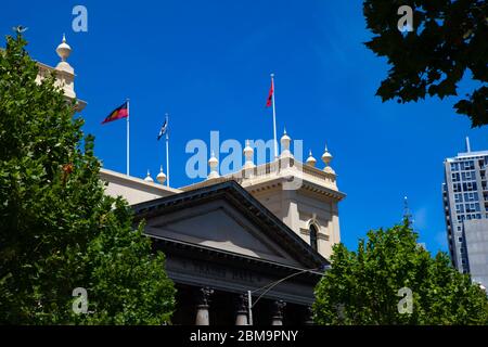 Melbourne Trades Hall, o Victorian Trades Hall Council, Melbourne, è il più antico edificio sindacale del mondo. È il luogo di nascita delle organizzazioni Foto Stock