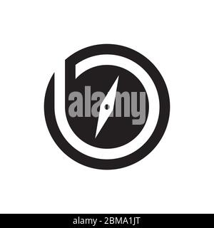 B concetto di design del logo della lettera della bussola minuscola Illustrazione Vettoriale