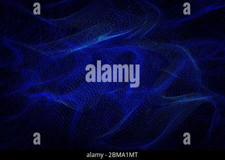 Particelle dinamiche fluenti, formando uno sfondo astratto tecnologico come la seta. Foto Stock