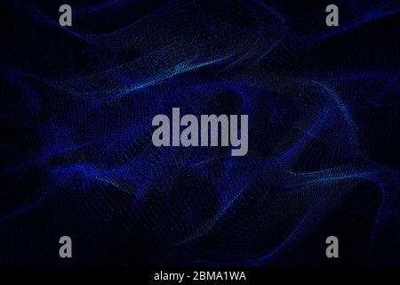 Particelle dinamiche fluenti, formando uno sfondo astratto tecnologico come la seta. Foto Stock
