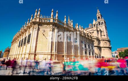 Siviglia, Spagna - 10 Febbraio 2020 : Cattedrale di Siviglia la più grande Cattedrale di Gotica nella bellissima Siviglia Spagna Centro Foto Stock