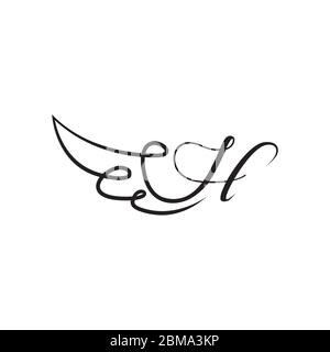 Ala H scritta elegante design elegante e lussuoso logo Illustrazione Vettoriale