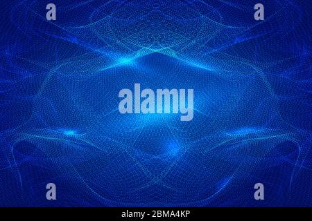 Particelle dinamiche fluenti che formano uno sfondo astratto tecnologico come il fumo Foto Stock
