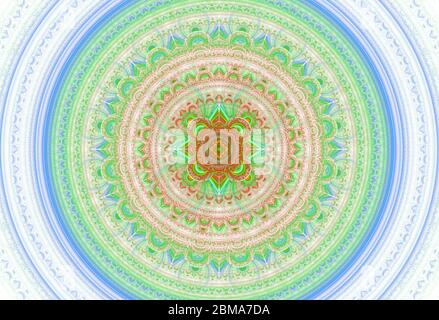 Motivo floreale caleidoscopico, mandala. Sfondo mosaico frattale. Grafica 3D astratta ad alta risoluzione. Art Design. Frattale colorato astratto con kale Foto Stock