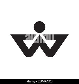 W lettera persone design logo concetto Illustrazione Vettoriale