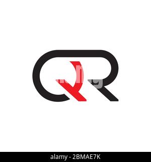 Q vettore di disegno del logo R letter nero rosso Illustrazione Vettoriale