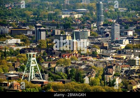 , centro città di Bochum con museo tedesco delle miniere, chiesa Propstei ed Expenzerhaus, 06.05.2017, vista aerea, Germania, Nord Reno-Westfalia, Ruhr Area, Bochum Foto Stock