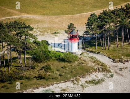 , faro Gellen sull'isola Hiddensee, 05.06.2016, vista aerea, Germania, Meclemburgo-Pomerania occidentale, Hiddensee, Plogshagen Foto Stock
