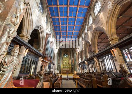 Vista interna della Cattedrale di Wakfield o della Chiesa Cattedrale di tutti i Santi nella città di Wakefiled, West Yorkshire Foto Stock