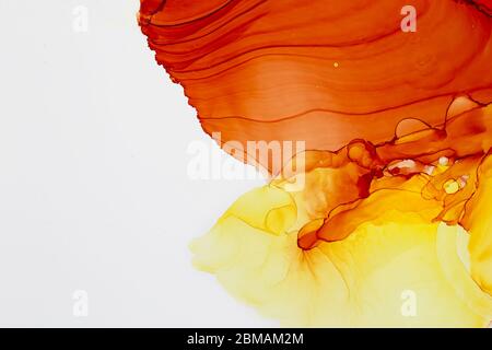 Vibrante illustrazione astratta. Carta da parati alla moda. Colori dell'inchiostro luminosi, luminosi e traslucidi. Arte moderna contemporanea Foto Stock