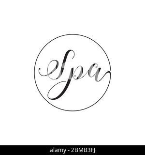 Spa script lettera elegante logo design concetto Illustrazione Vettoriale